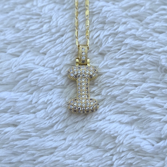 Gemelli👭 Puffy Pave Cubic Zirconia💎 Letter "I" Initial Pendant Necklace - NWT - Picture 5 of 16